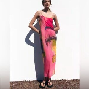 Zara x David Pher | Mesh Maxi Art Slip Dress